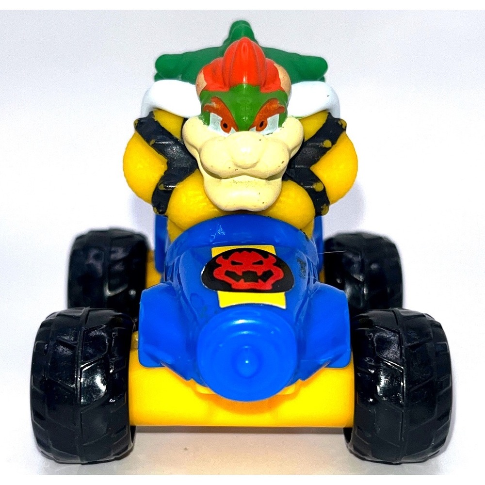 Nintendo Bowser Mario Kart Toy Car McDonald's Happy Meal Figure Blue Yellow 3"